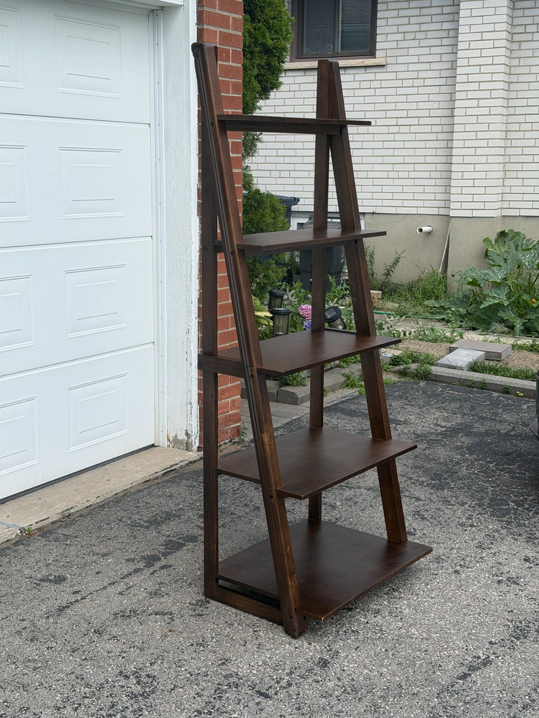 Dark Wood Ladder Bookshelf - photo 2