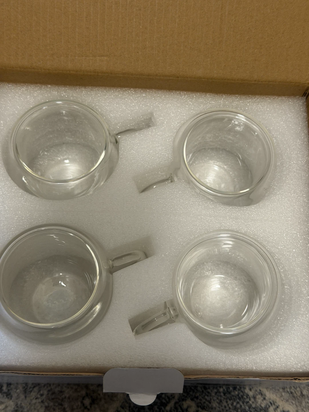 Wells Double Wall Glass Coffee Mugs - 4 pc Set