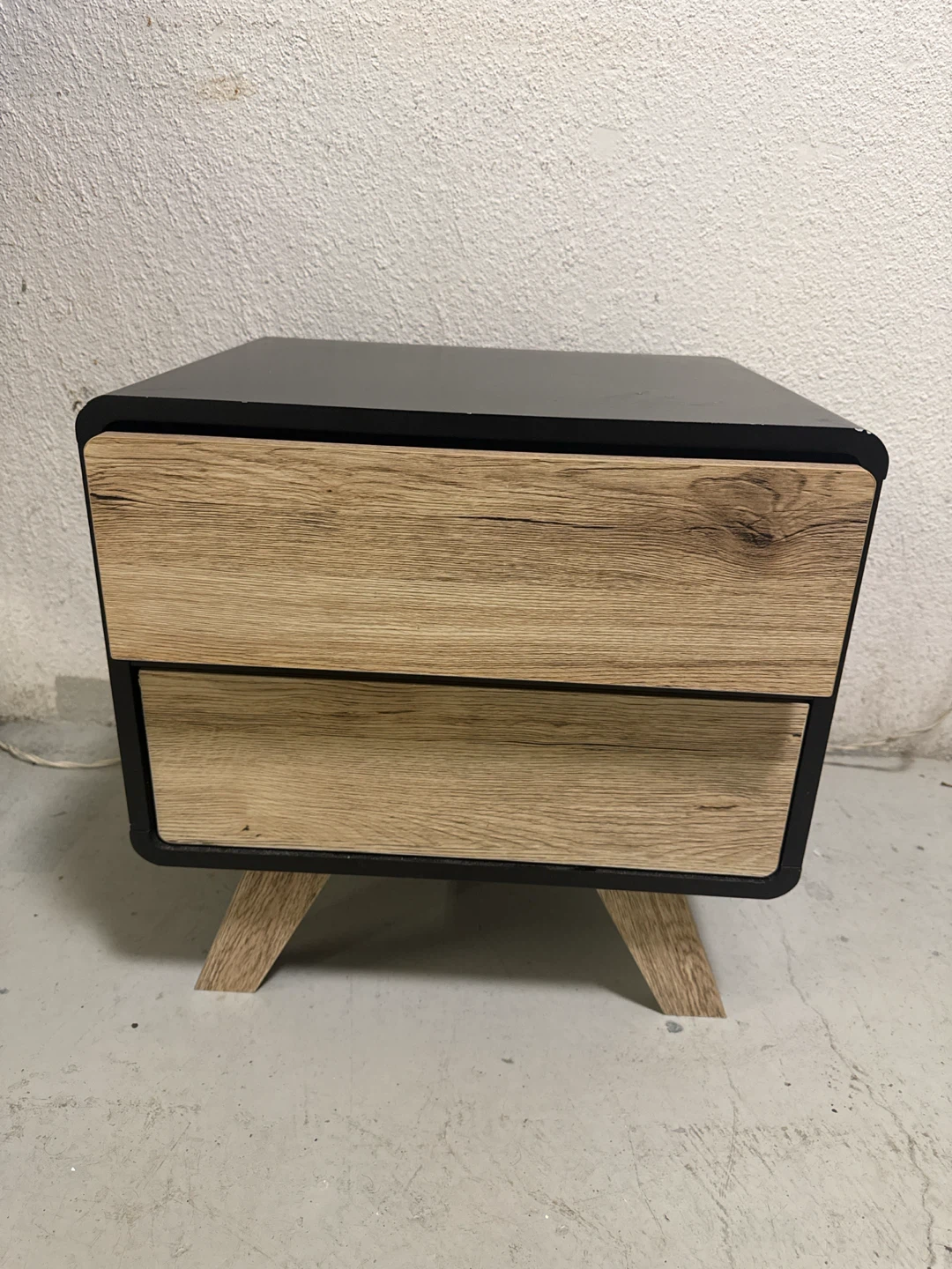 Modern 2-Drawer Nightstand with Wood Finish