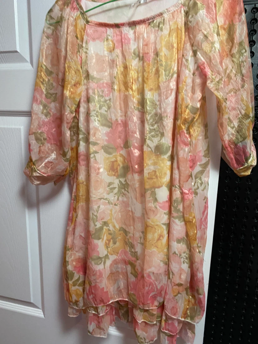 Floral Sheer Blouse with Metallic Thread