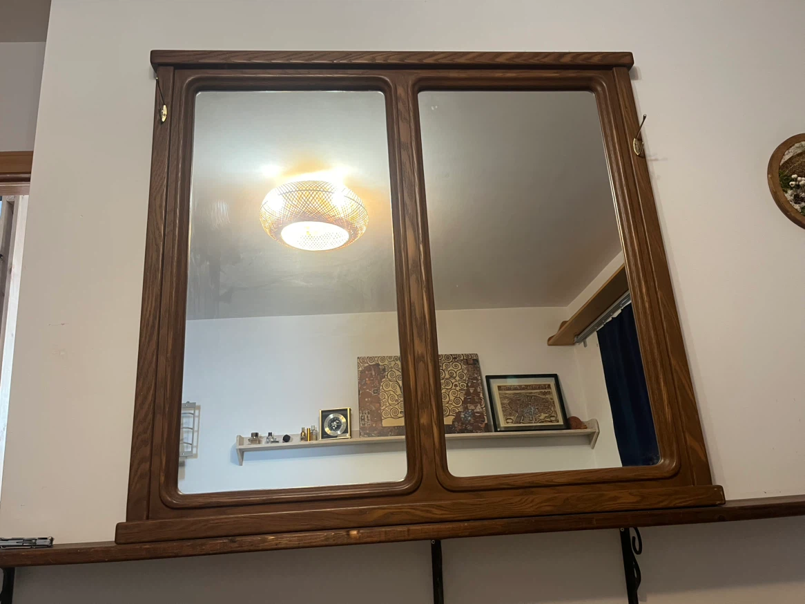 Wooden Frame Double Wall Mirror