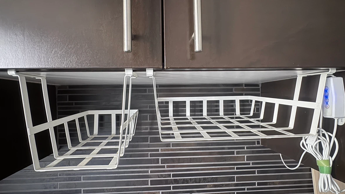 Set of 2 White Wire Cabinet Shelves
