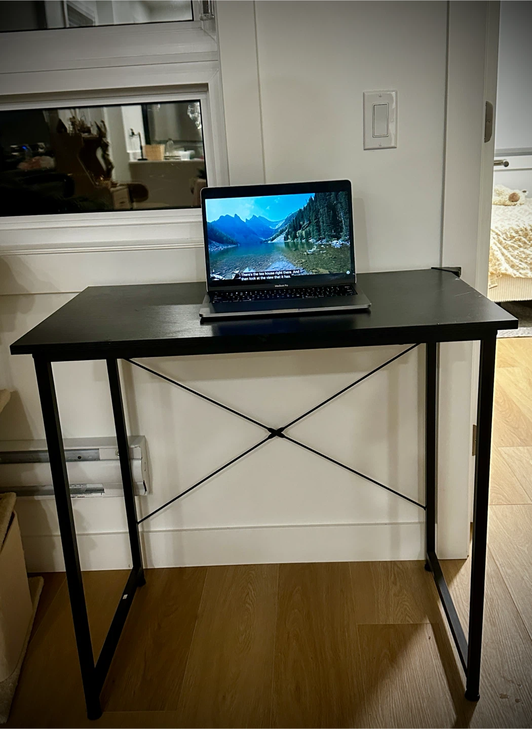 Black Wooden and Metal computer Desk - photo 2