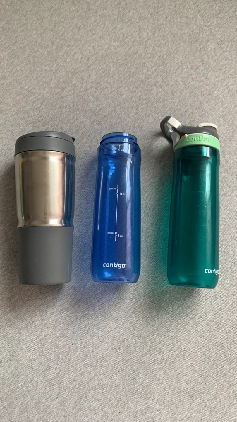 3 FREE water bottles / travel mug ~ AS IS CONDITION