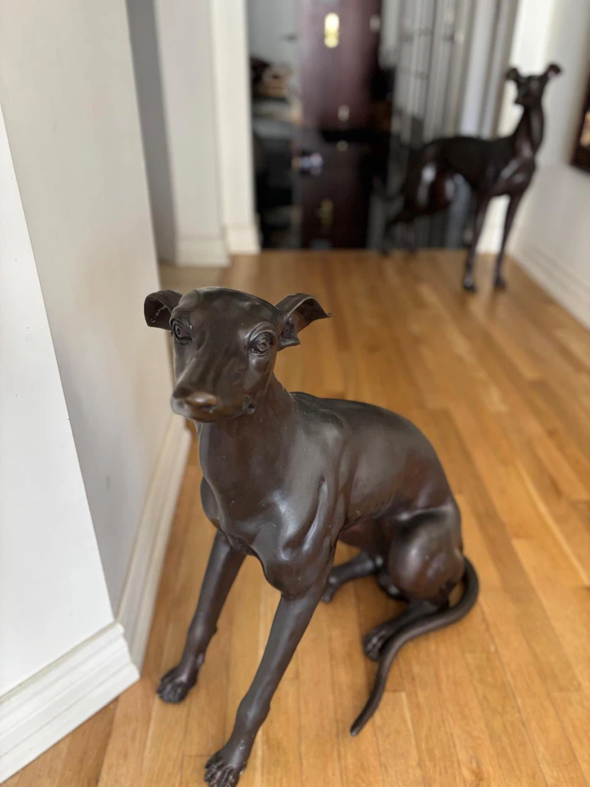 "Classic statuary patina" greyhound Dog Statues (Set of 2)