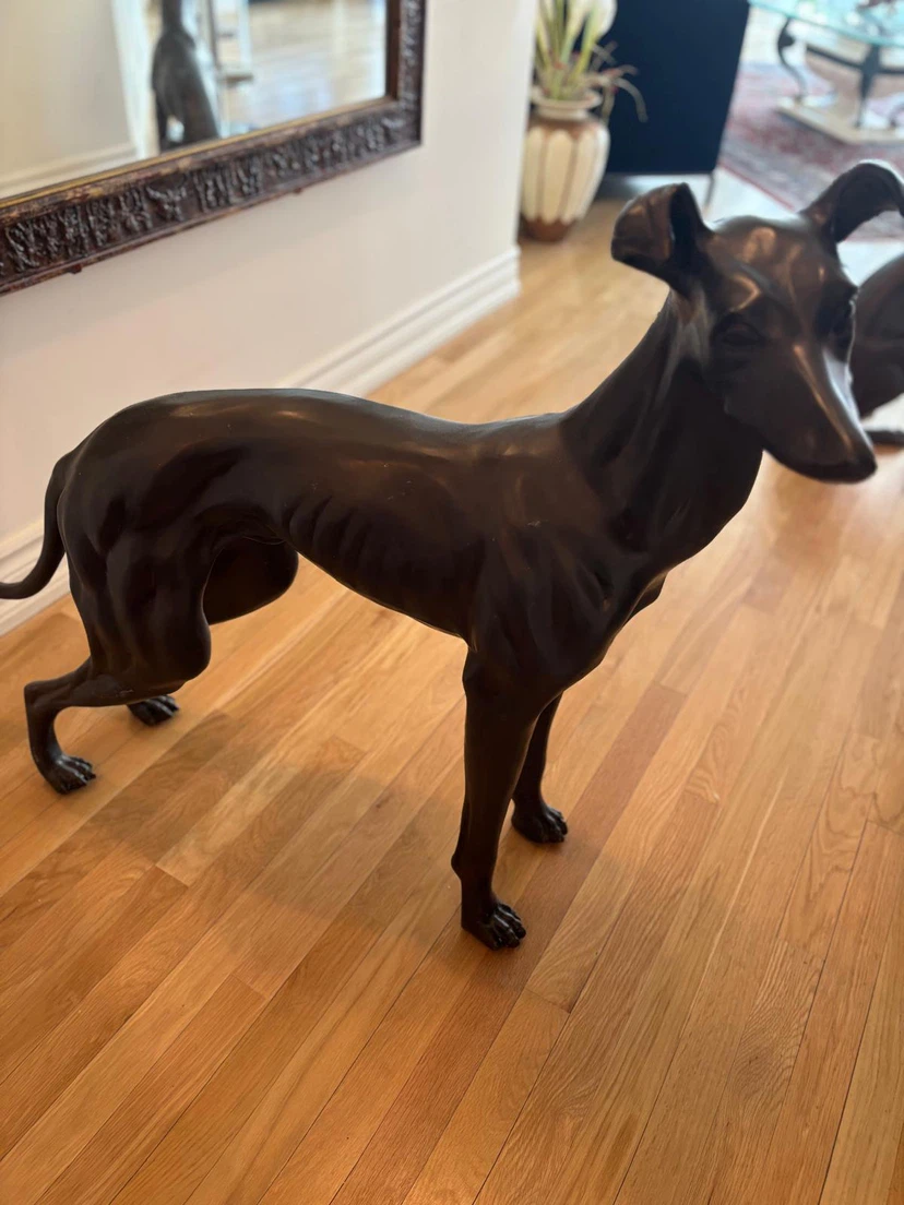 "Classic statuary patina" greyhound Dog Statues (Set of 2) - photo 3