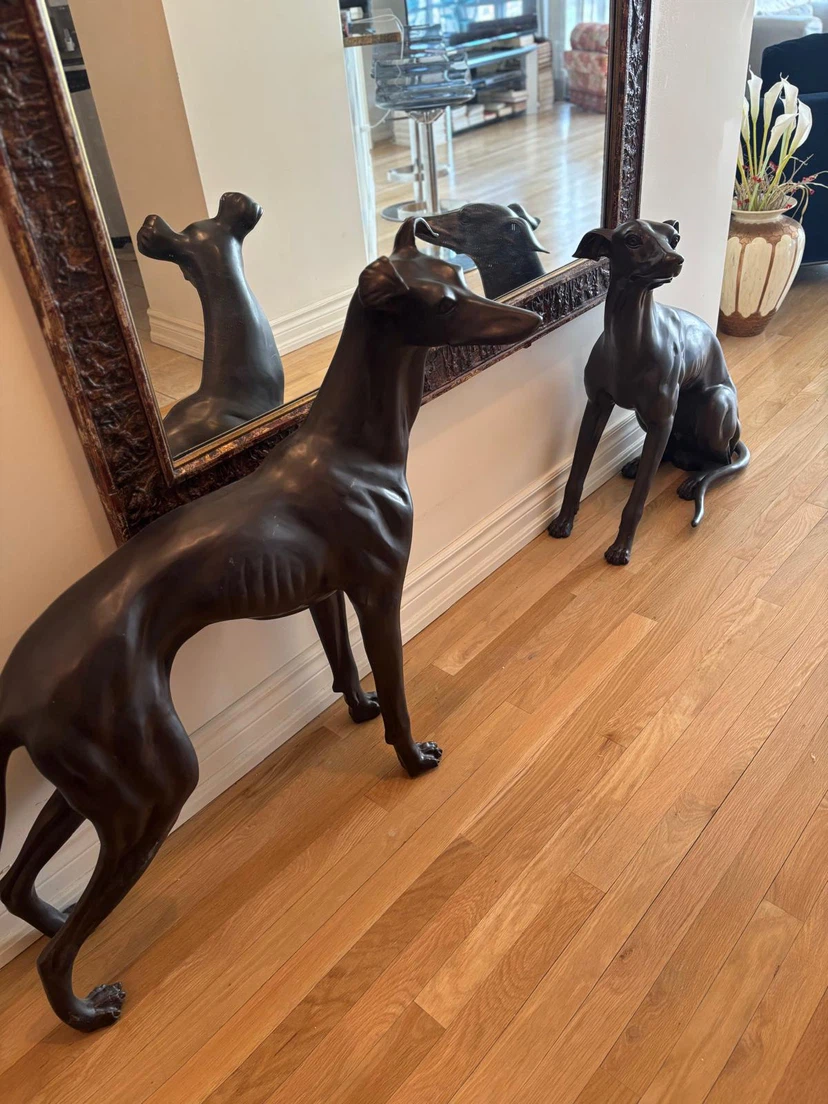 "Classic statuary patina" greyhound Dog Statues (Set of 2) - photo 4
