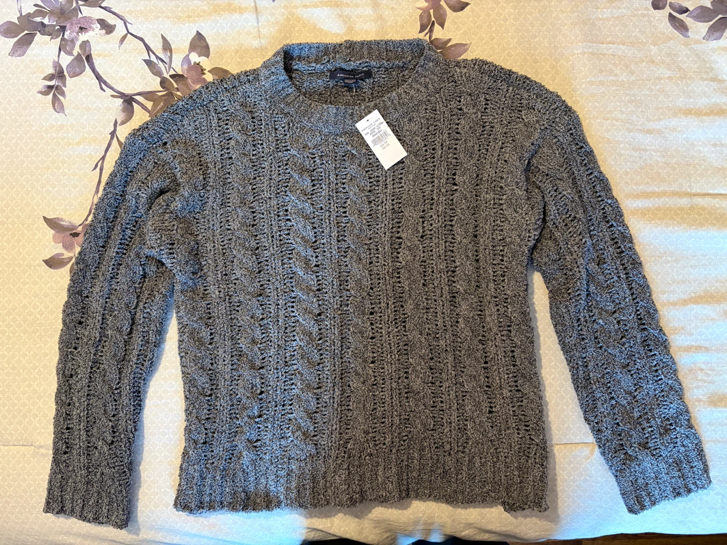 American Eagle Grey Cable Knit Sweater Women’s Size XS