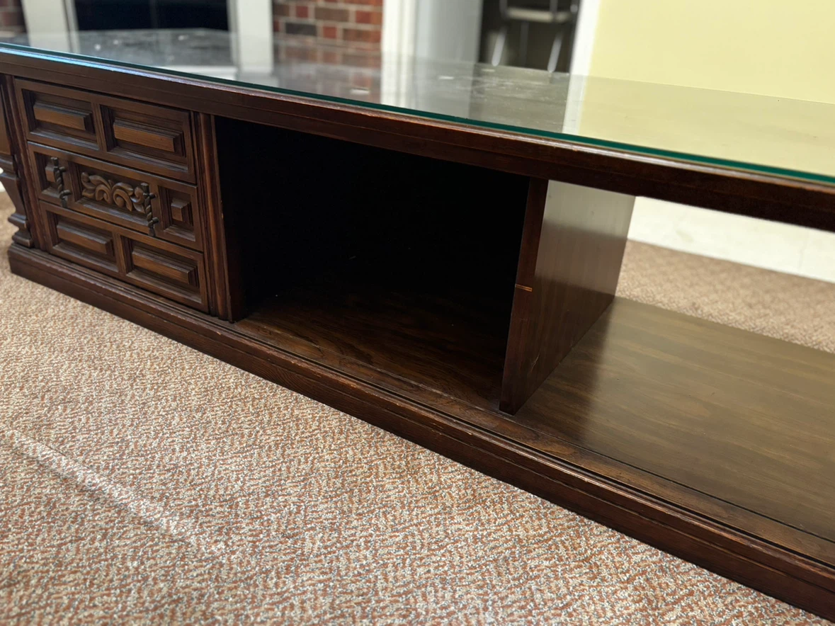 Wooden Coffee Table with Glass Top - photo 2