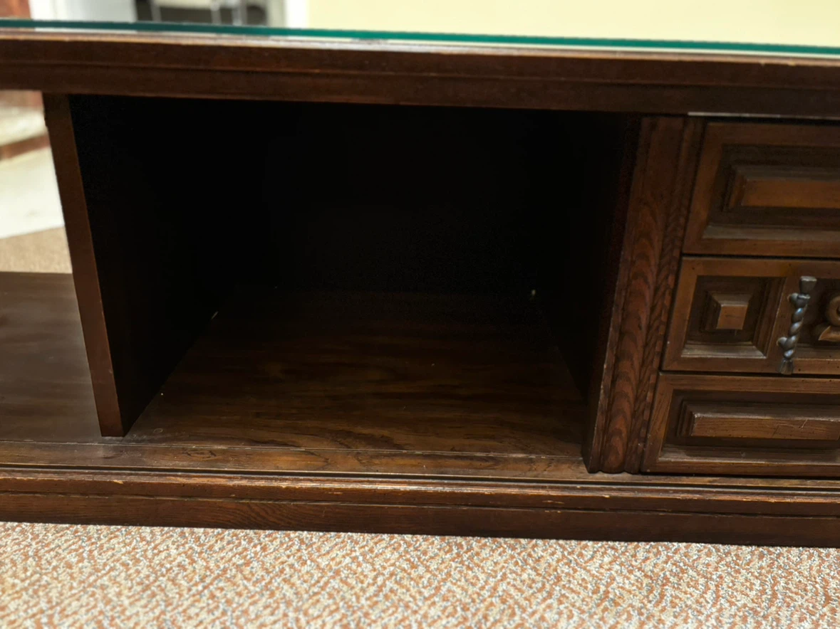 Wooden Coffee Table with Glass Top - photo 3