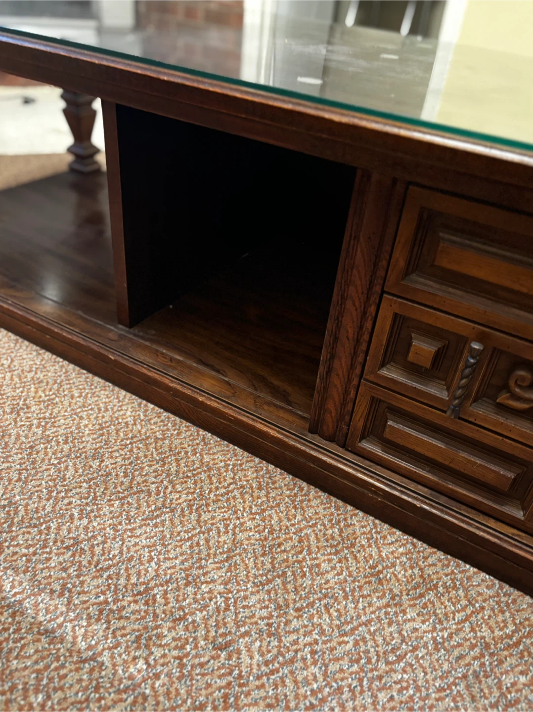 Wooden Coffee Table with Glass Top - photo 4