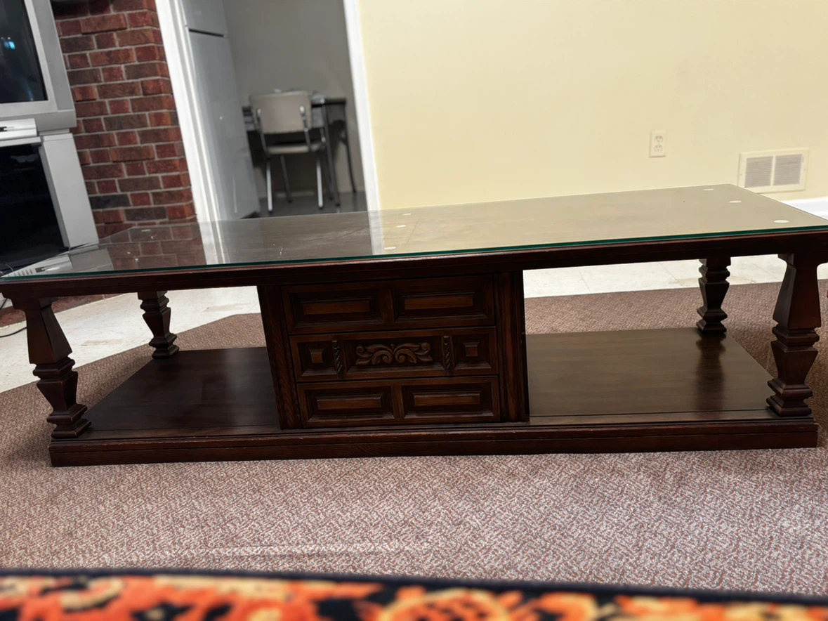 Wooden Coffee Table with Glass Top - photo 5