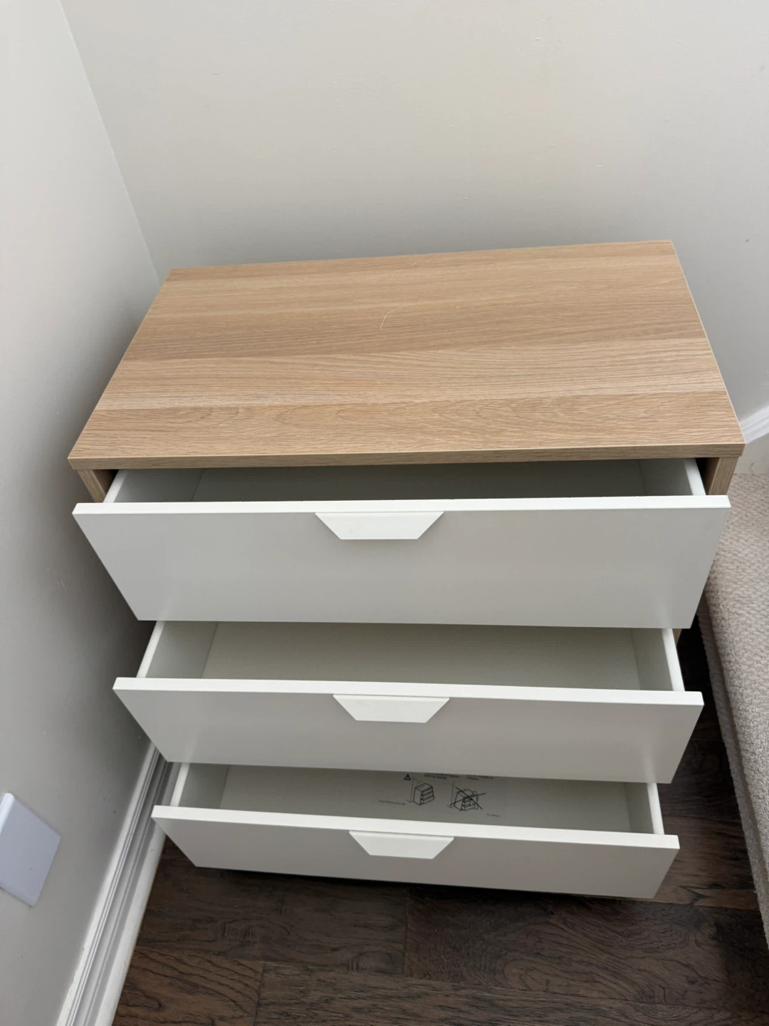 IKEA Askvoll 3 Drawer Dresser - Oak/White - photo 4