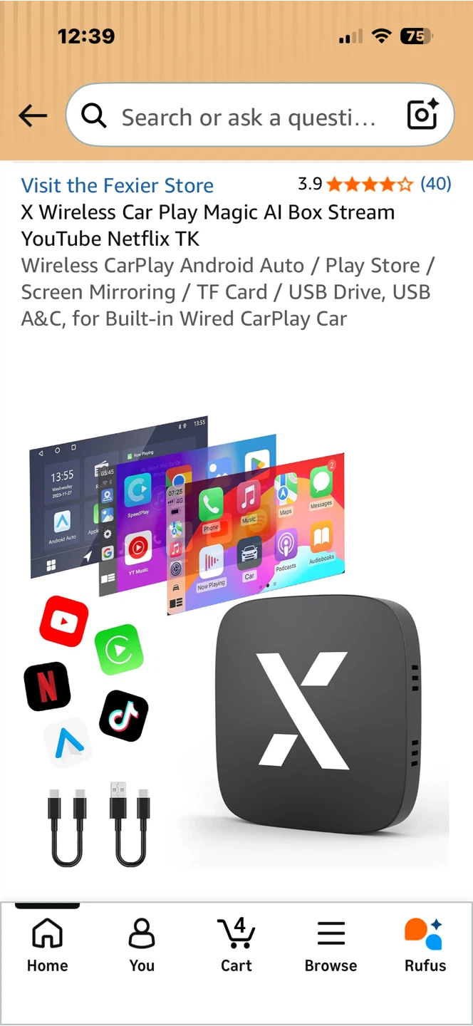 X Wireless CarPlay AI Box Stream YouTube Netflix - photo 2