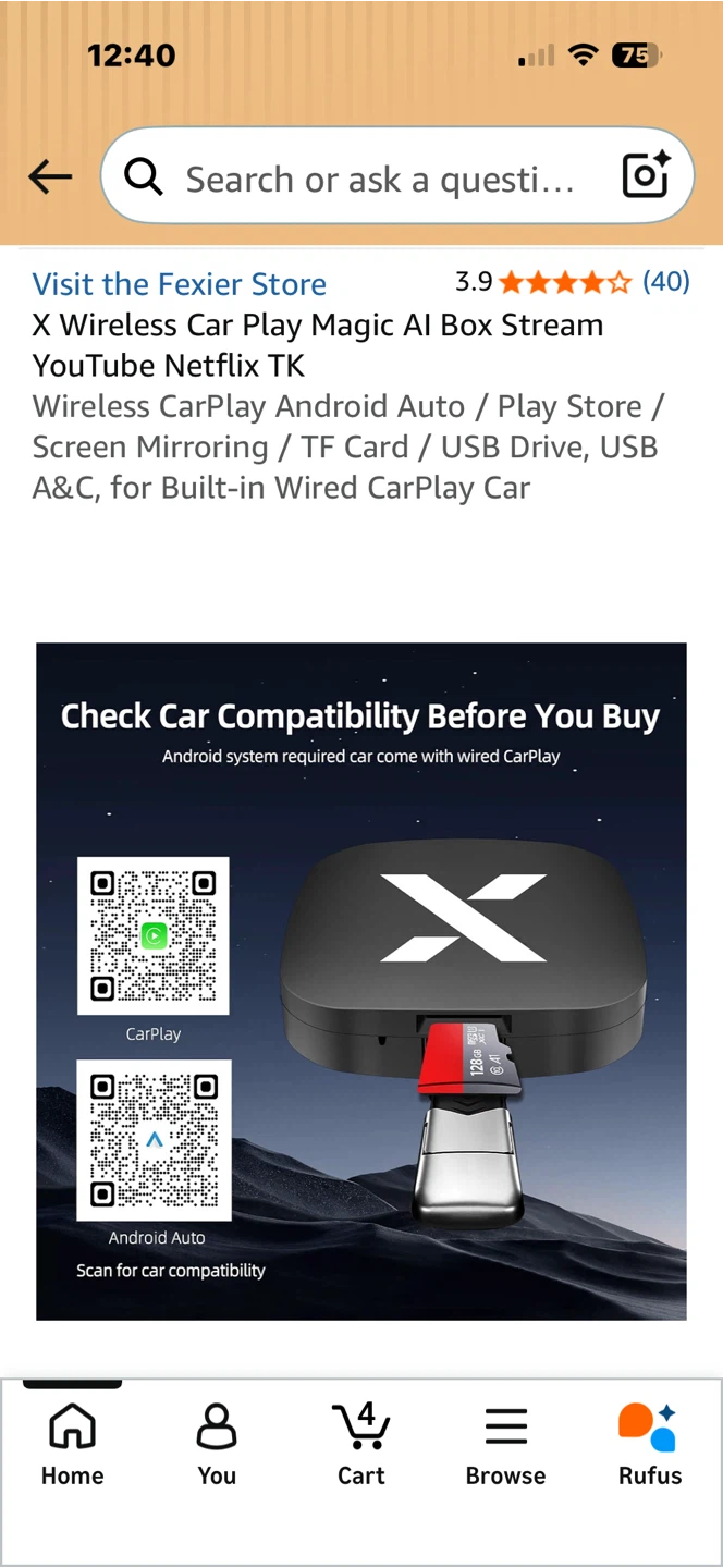 X Wireless CarPlay AI Box Stream YouTube Netflix - photo 3
