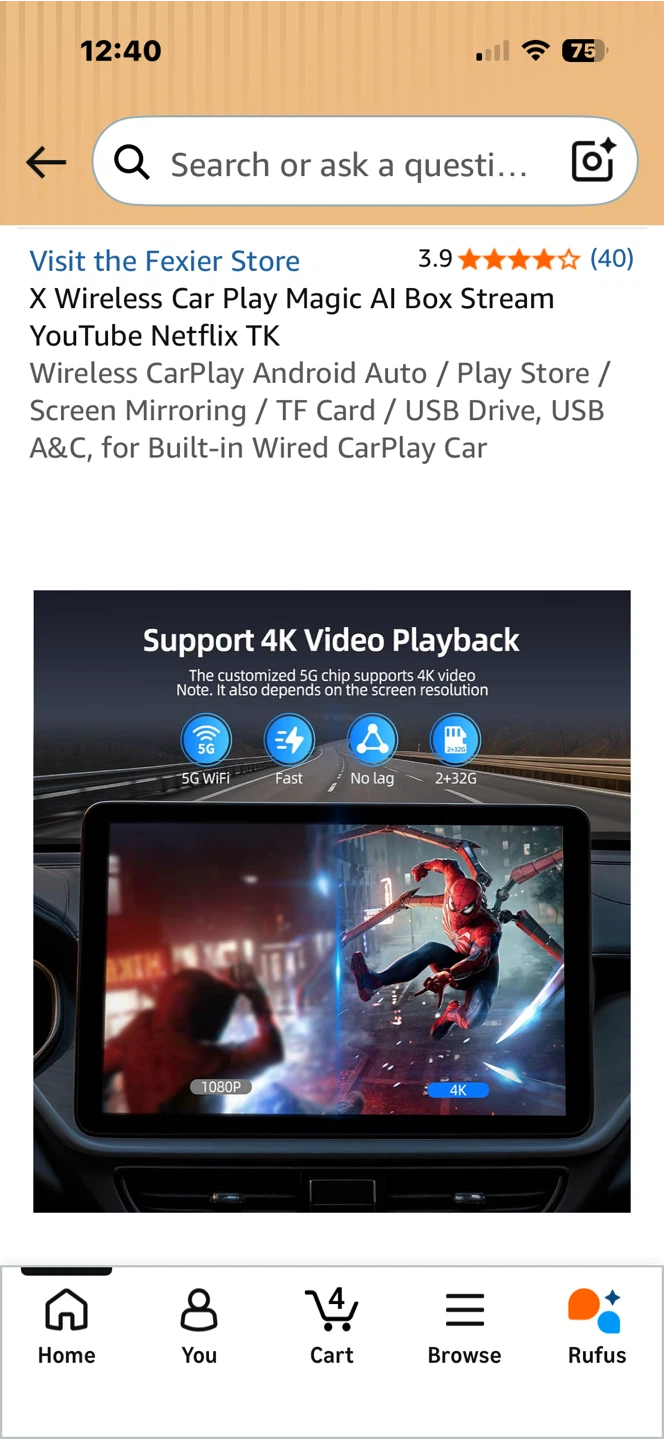X Wireless CarPlay AI Box Stream YouTube Netflix - photo 4