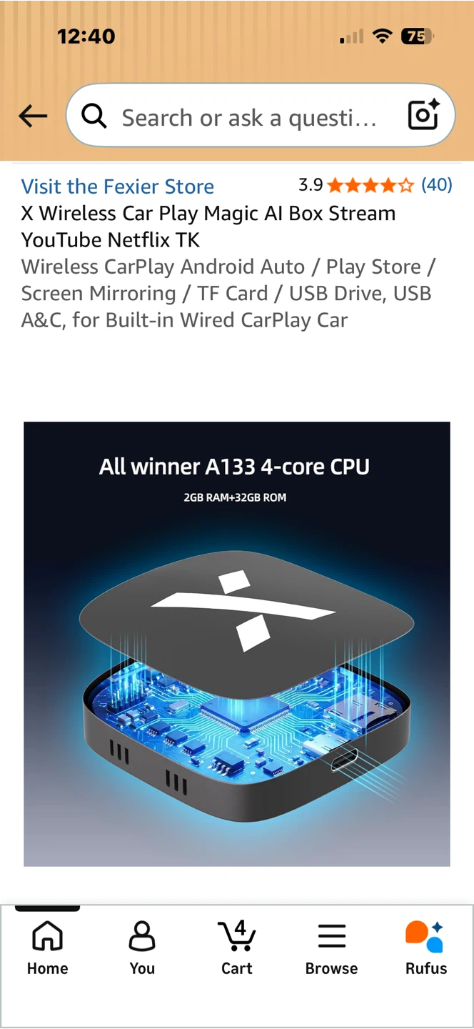 X Wireless CarPlay AI Box Stream YouTube Netflix - photo 5
