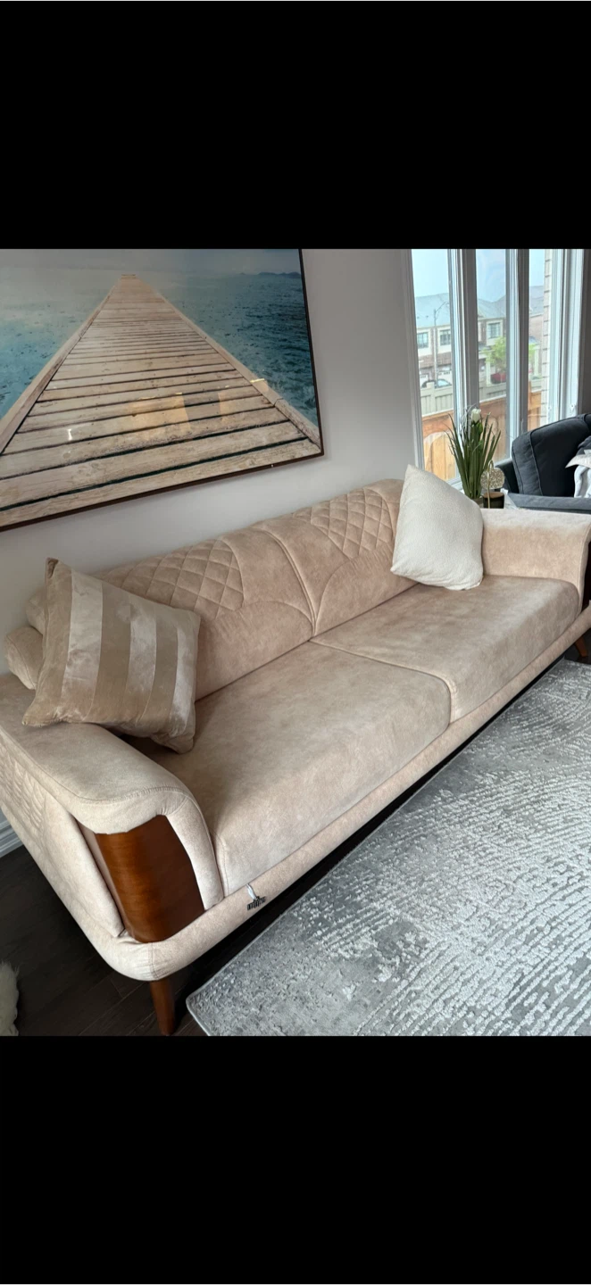 Beige Sofa with Two chairs - photo 2