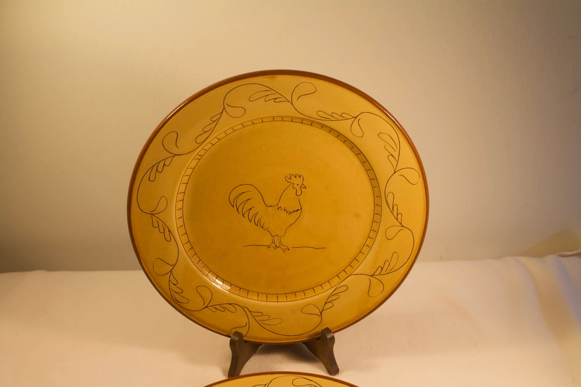 Two Rooster Plates made in Portugal