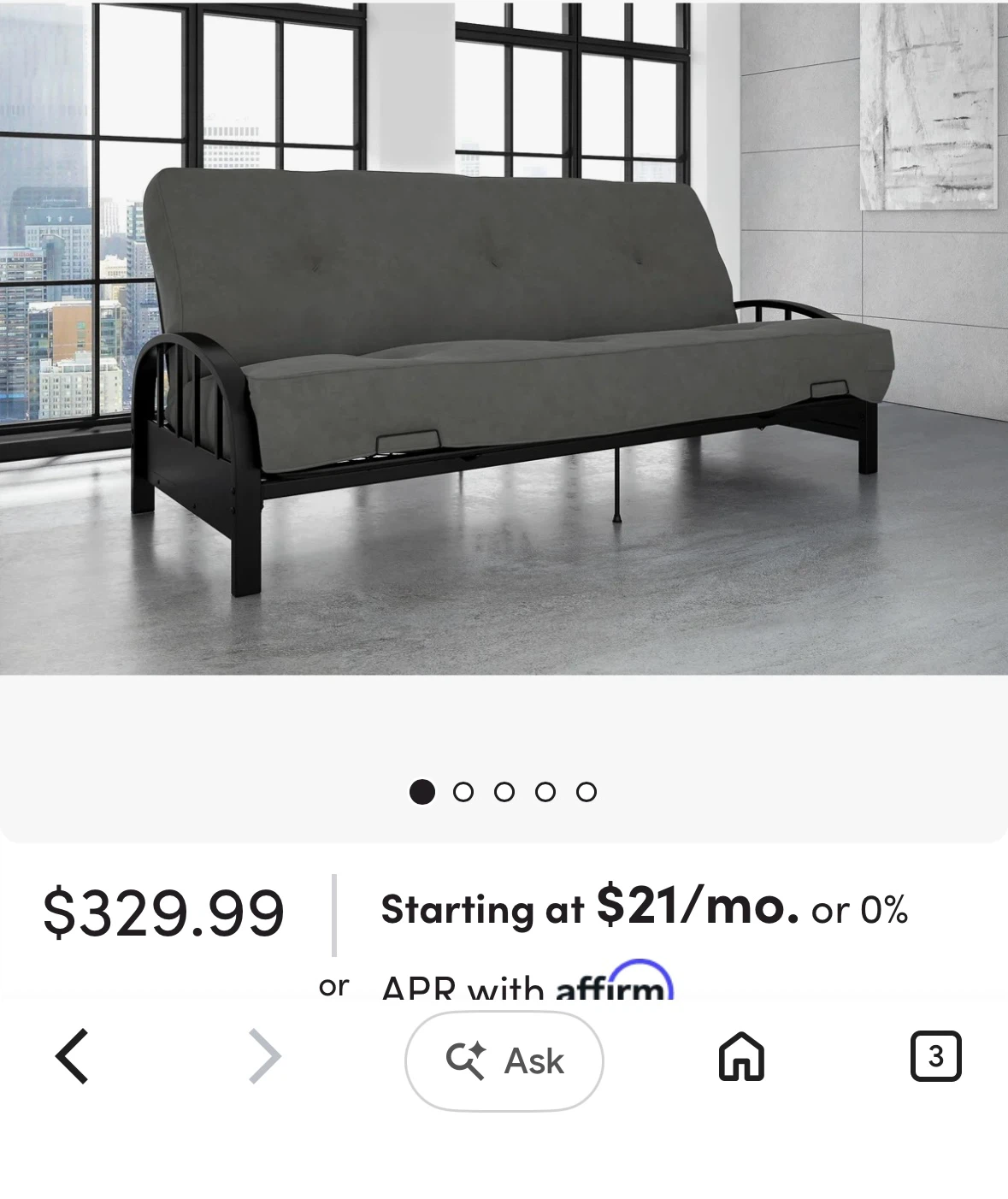Black Metal Futon Frame - photo 3