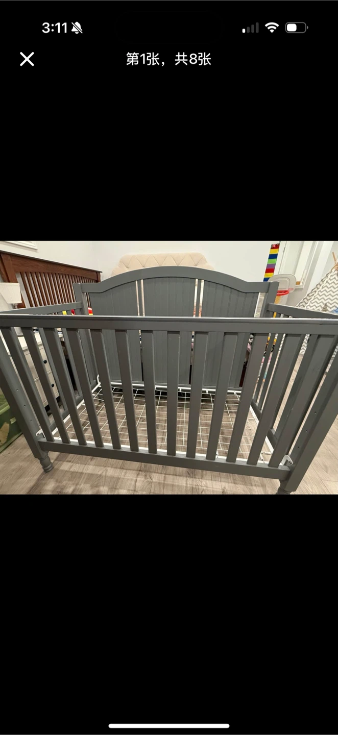 Grey Baby Crib pottery barn with mattress