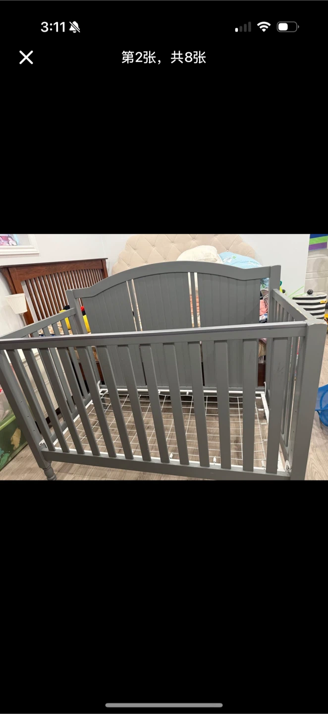 Grey Baby Crib pottery barn with mattress - photo 2