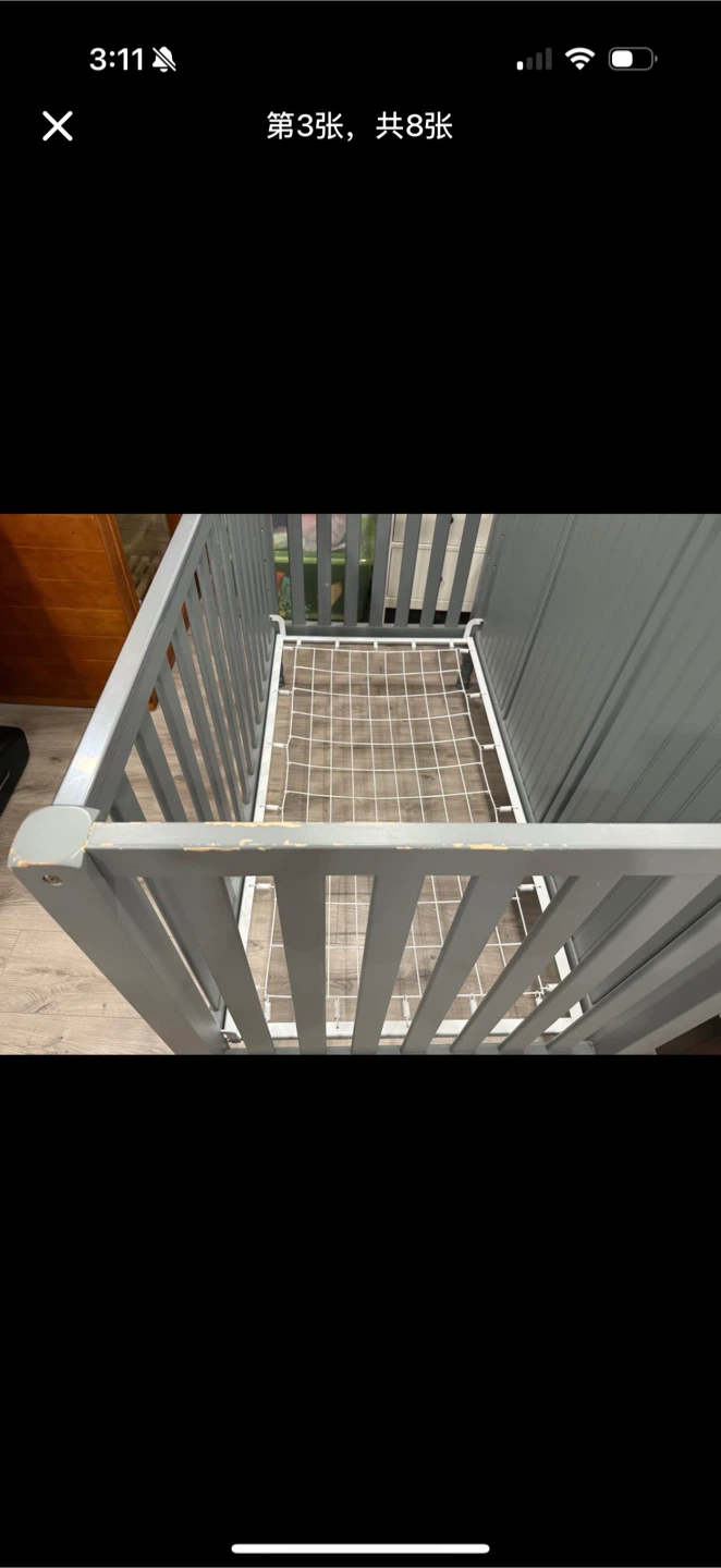 Grey Baby Crib pottery barn with mattress - photo 3
