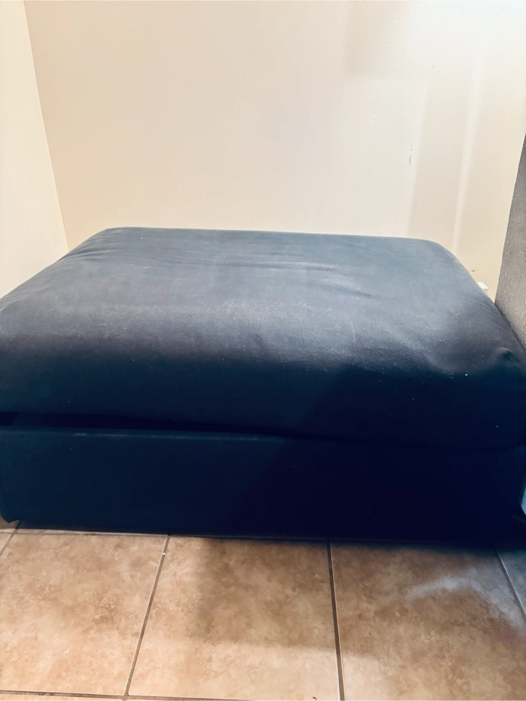 Dark Blue Upholstered Ottoman