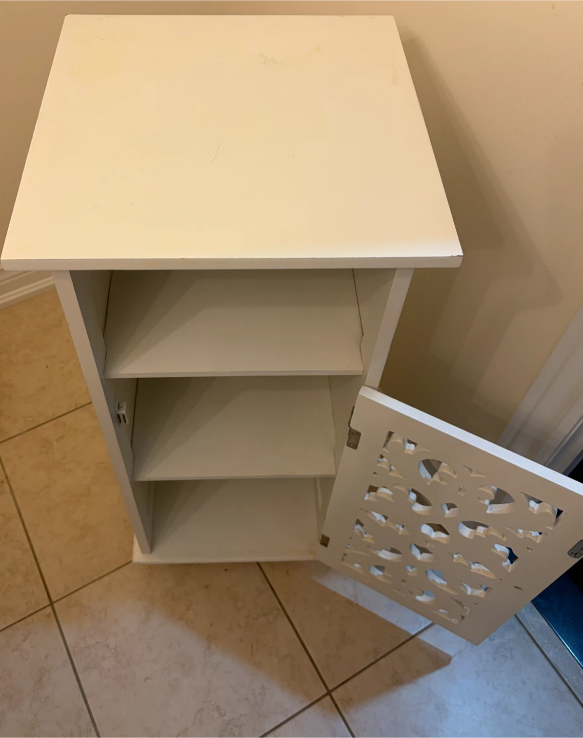 White Storage Cabinet with Decorative Door - photo 4