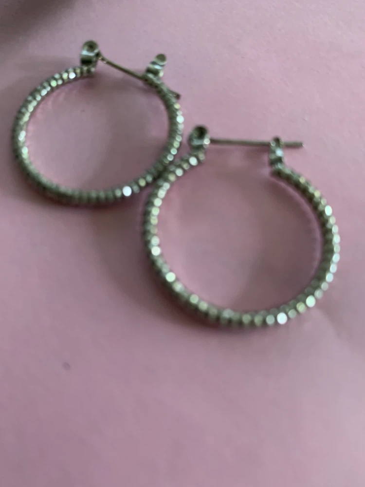 Silver textured hoop earrings