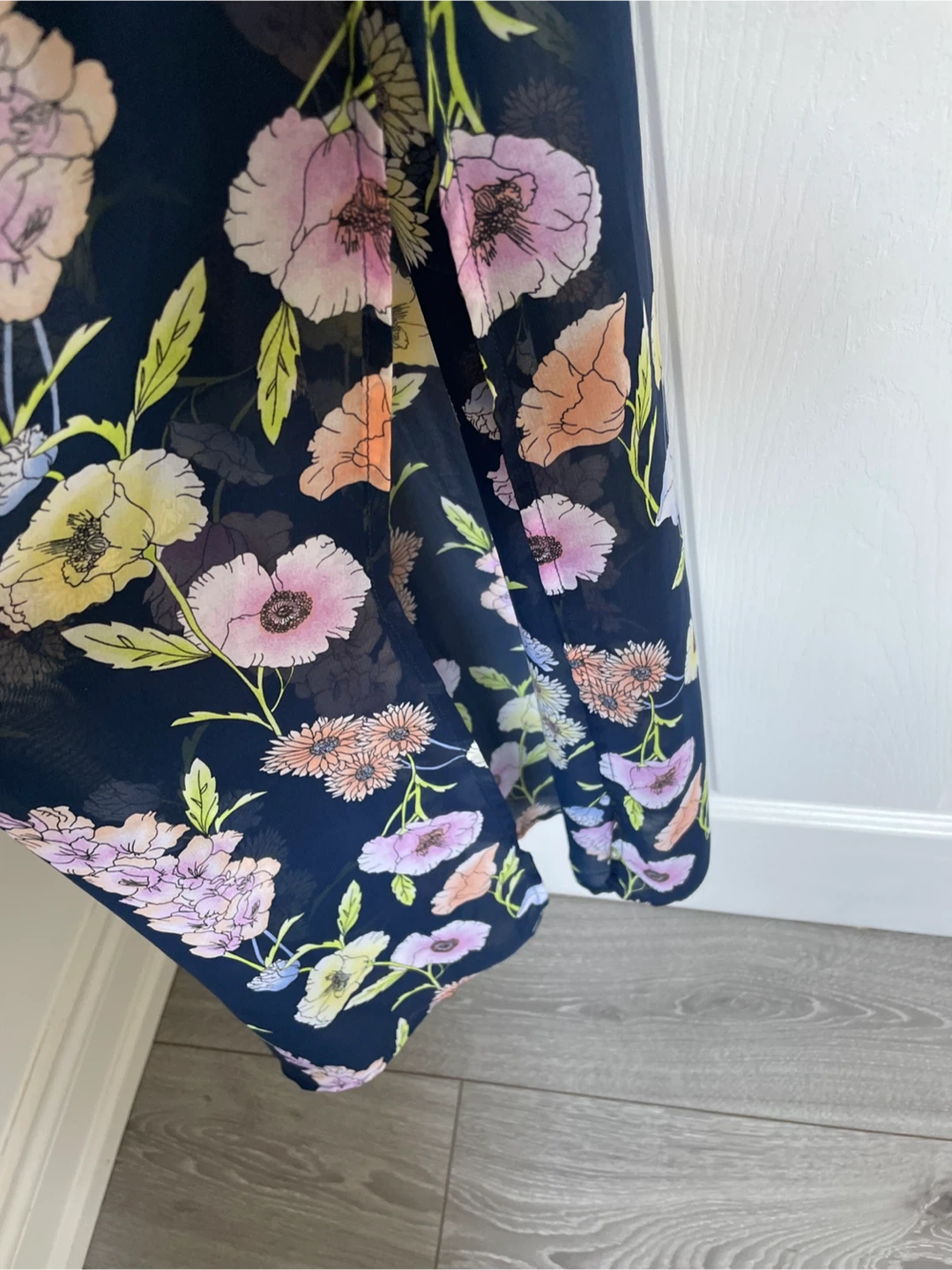 Navy Floral Maxi Dress Sz S - photo 3