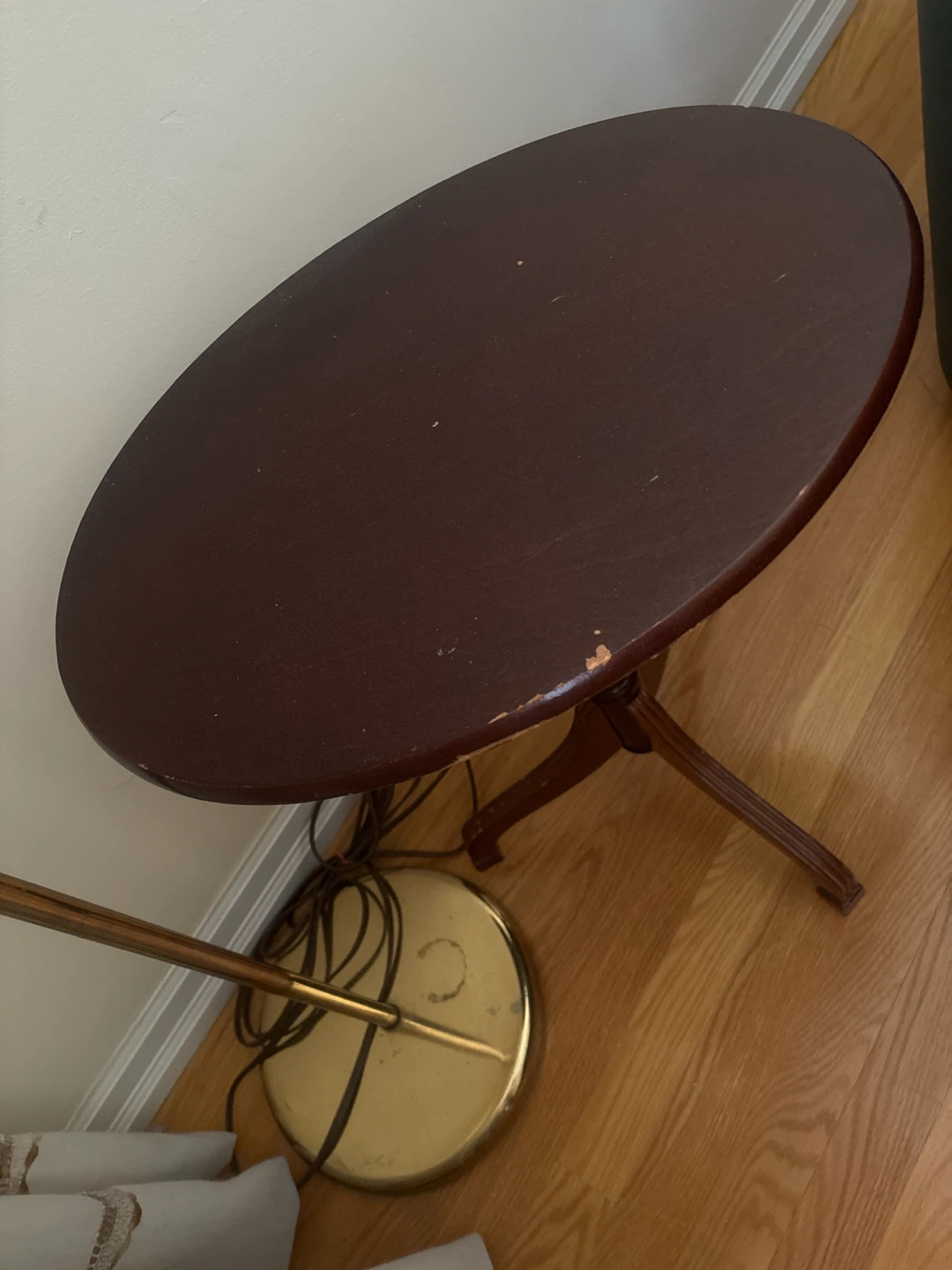 Oval Dark Wood Side Table