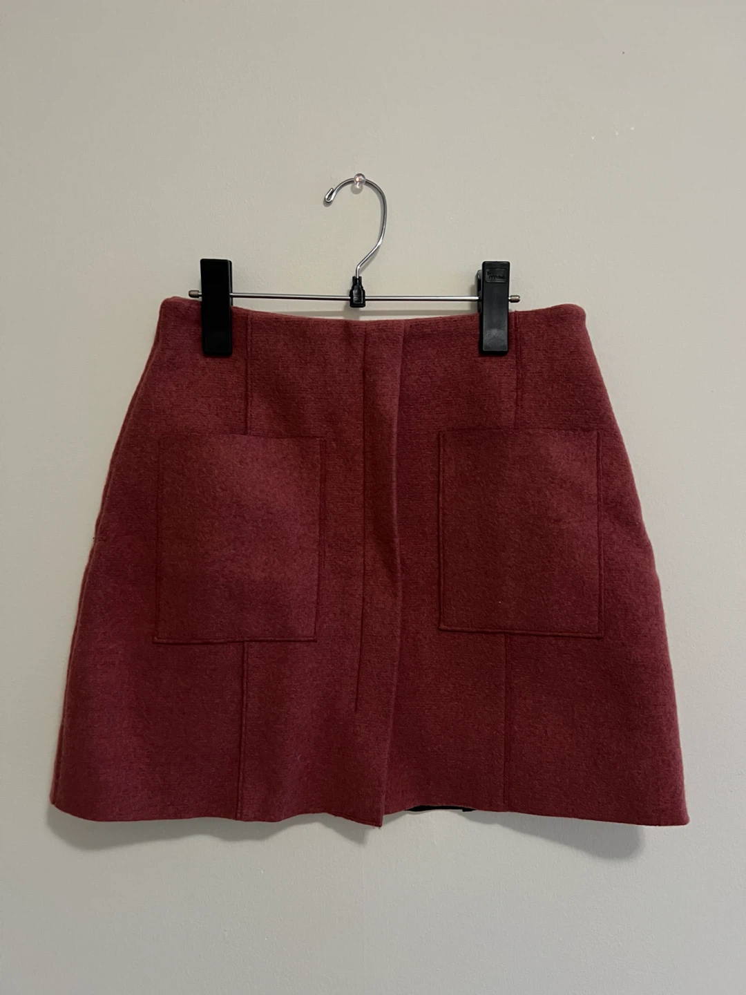 Burgundy wool blend mini skirt
