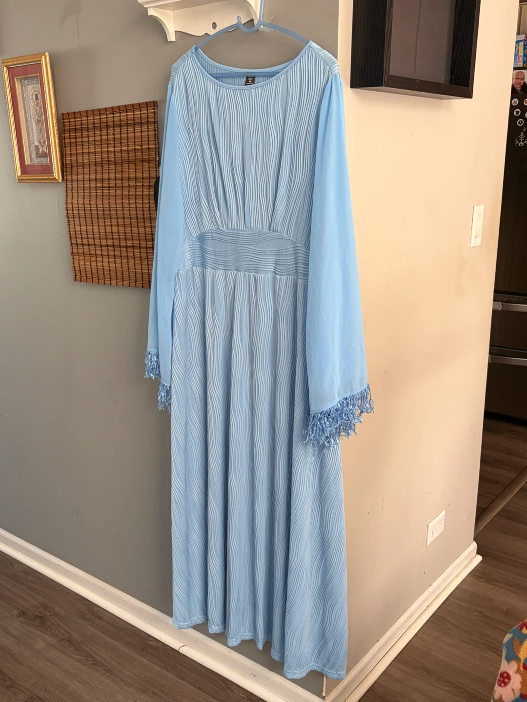 Light Blue Pleated Maxi Dress Size 4X Brand New
