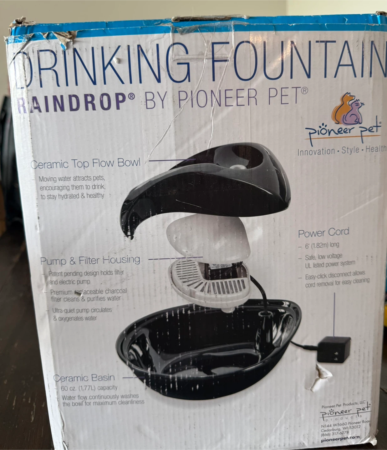Pioneer Pet Raindrop Ceramic Drinking Fountain