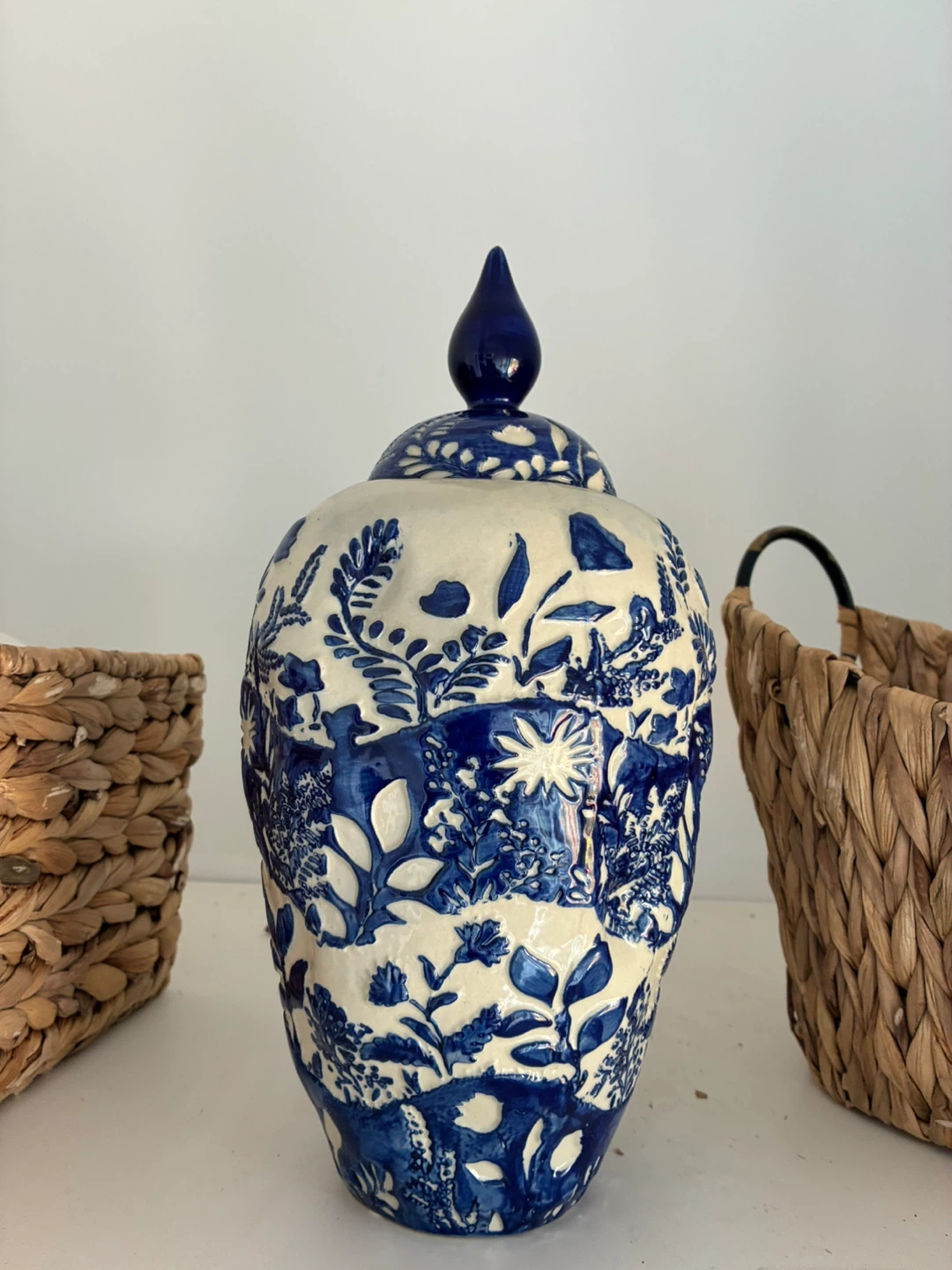 Blue and White Ceramic Ginger Jar