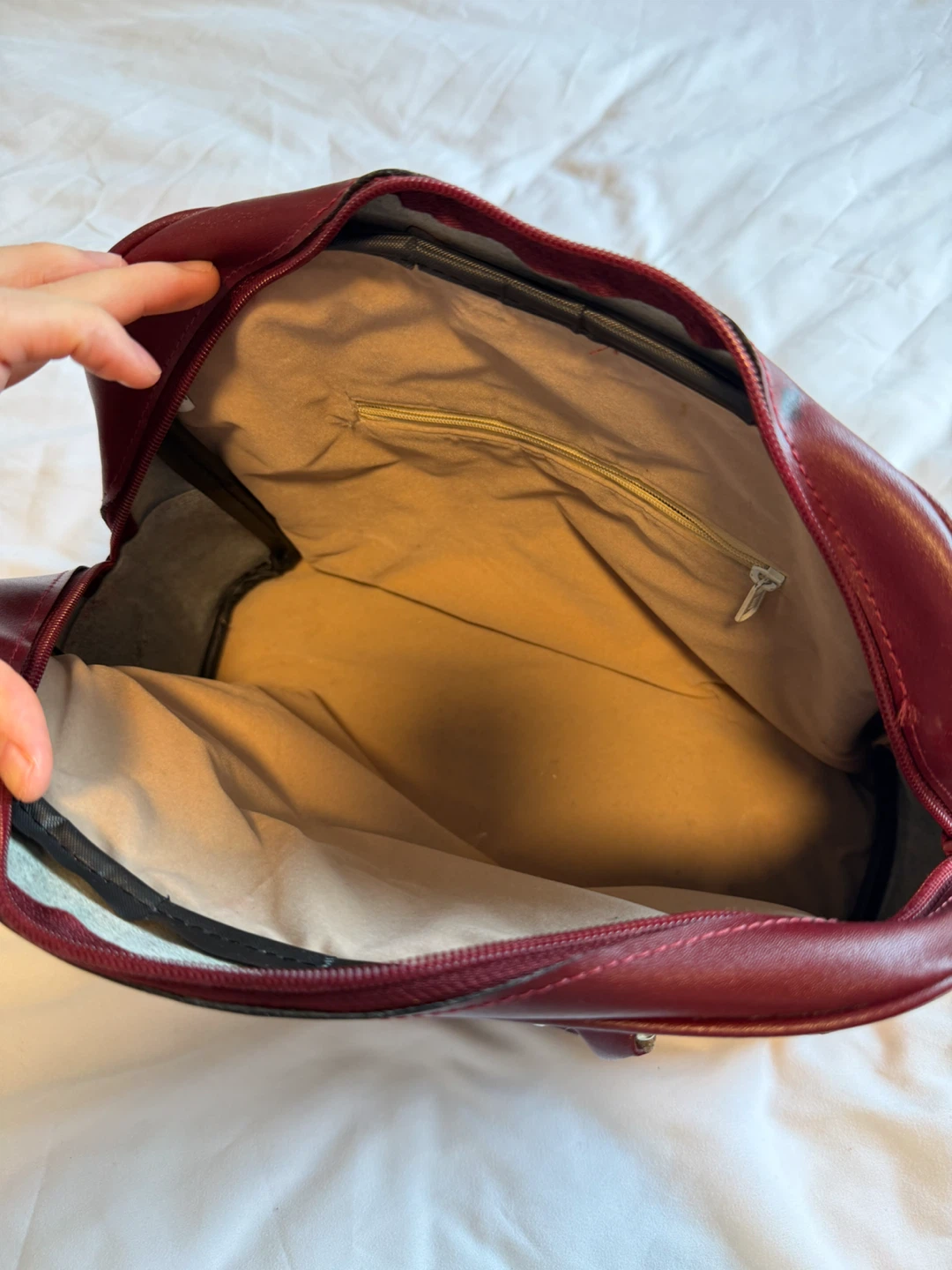 Burgundy Faux Leather Satchel Bag - photo 2