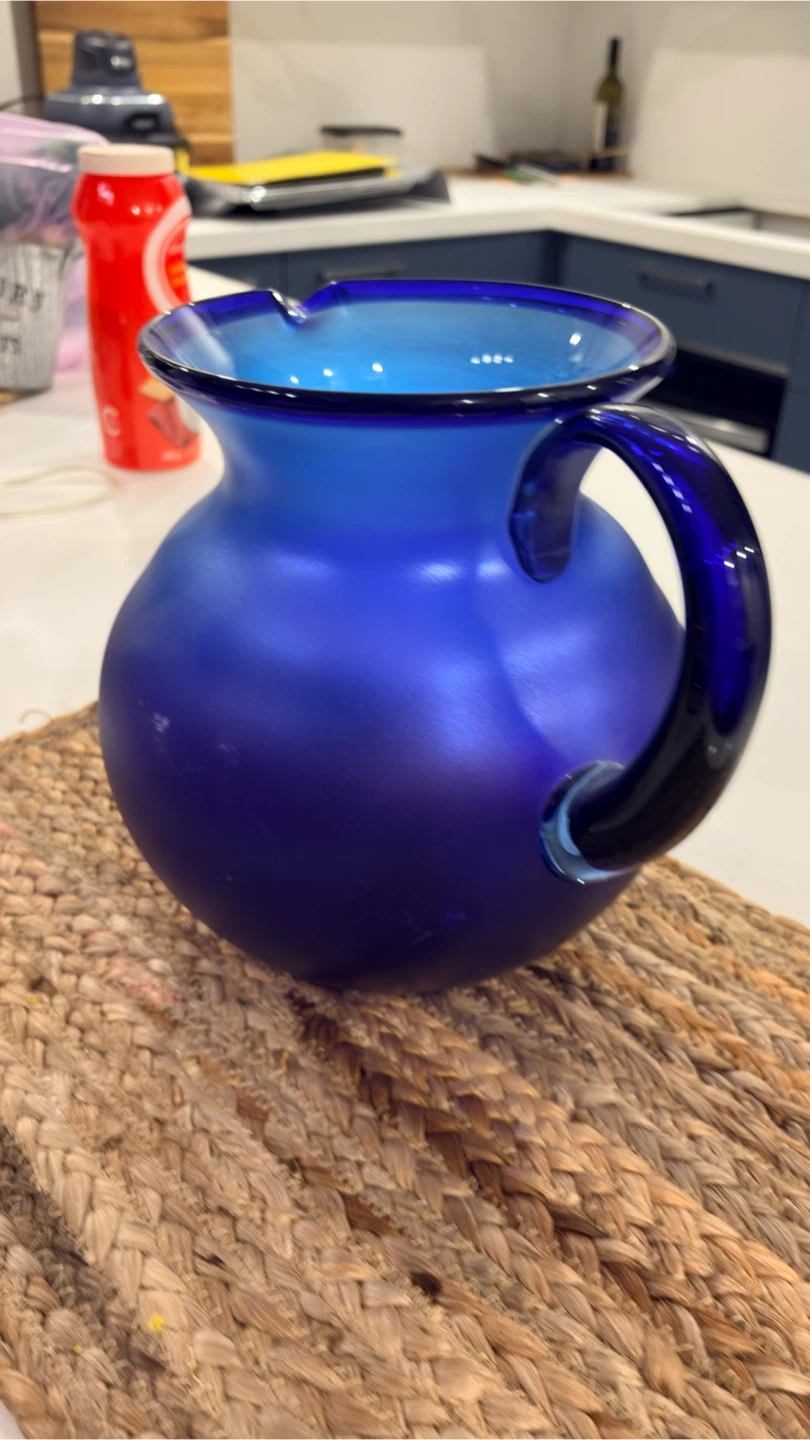 Blue Glass Pitcher