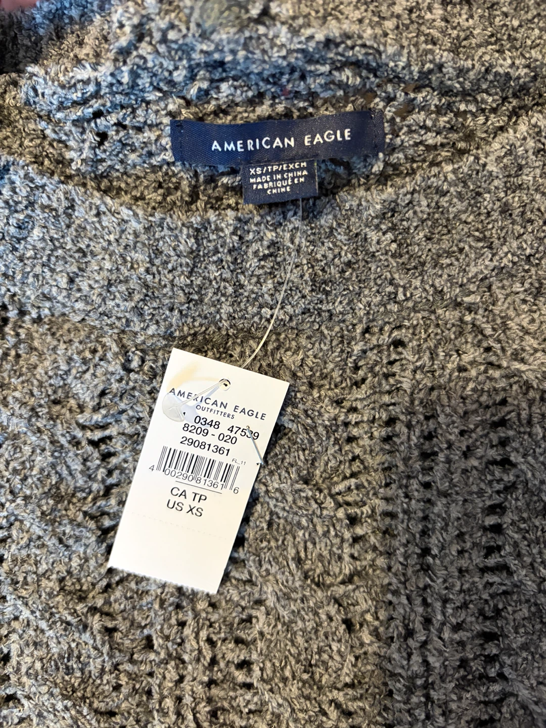 American Eagle Grey Cable Knit Sweater Women’s Size XS - photo 3