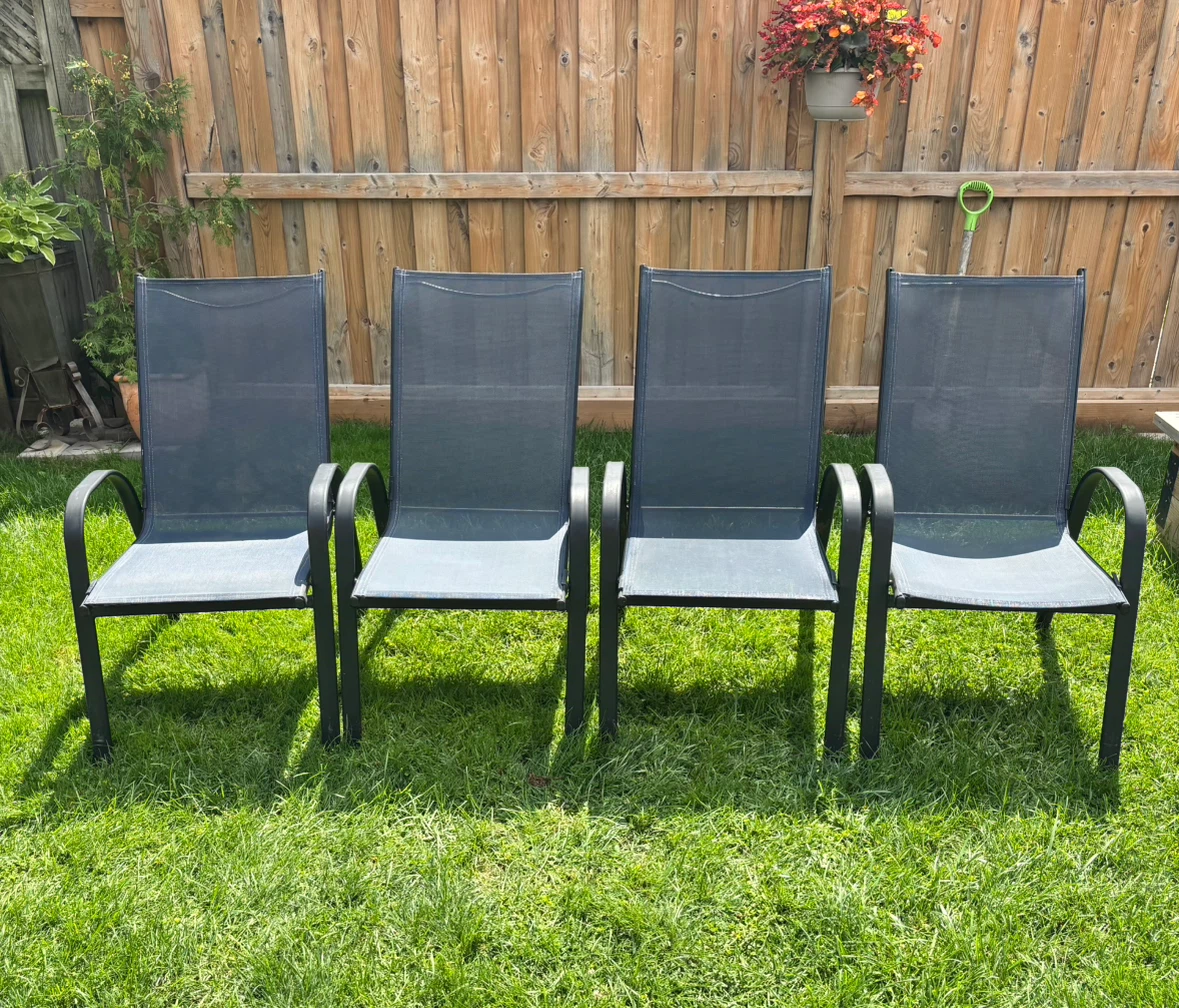 Set of 4 Blue Patio Chairs