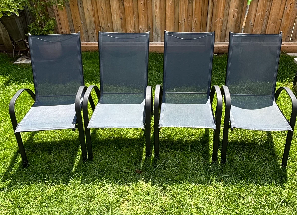 Set of 4 Blue Patio Chairs - photo 2