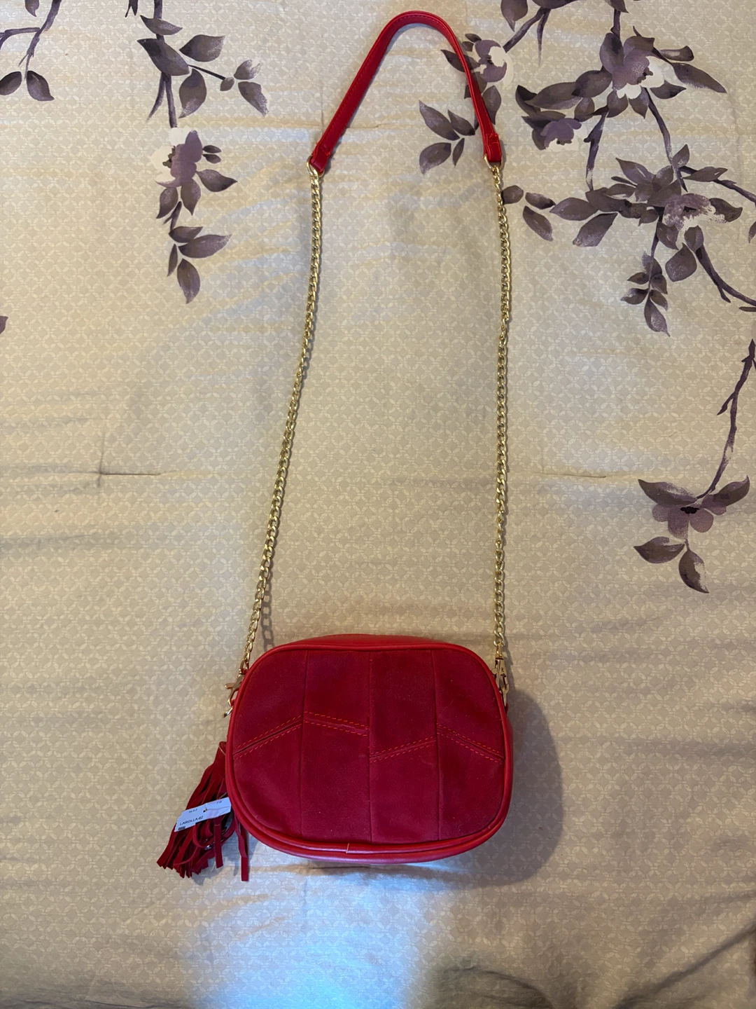 Red crossbody purse with tassel
