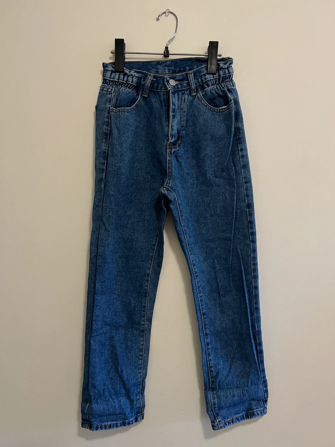Blue straight leg denim jeans