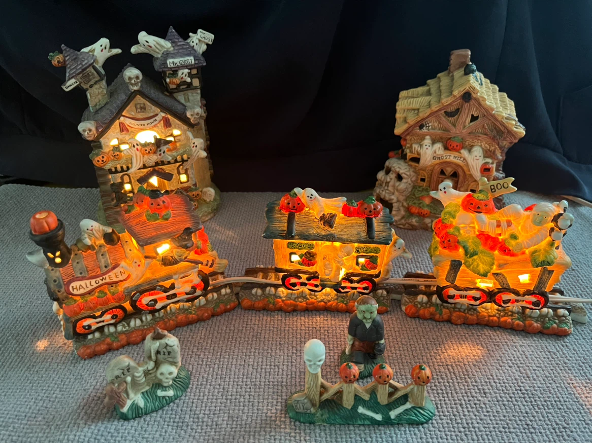 Halloween lighted Spooky Train Station