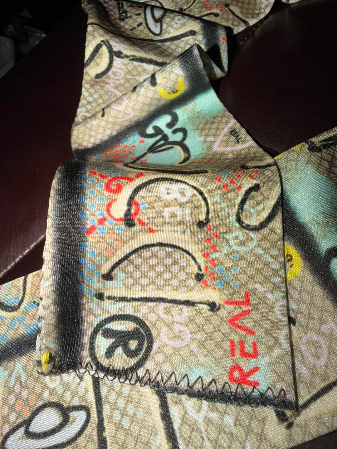 GG Inspired Life is Gucci Graffiti Print Silk Neck Tie Scarf EUC - photo 4