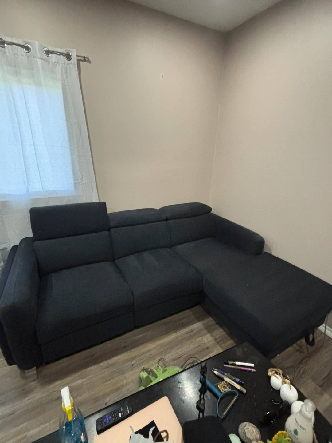 Dark blue sectional with storage - photo 2