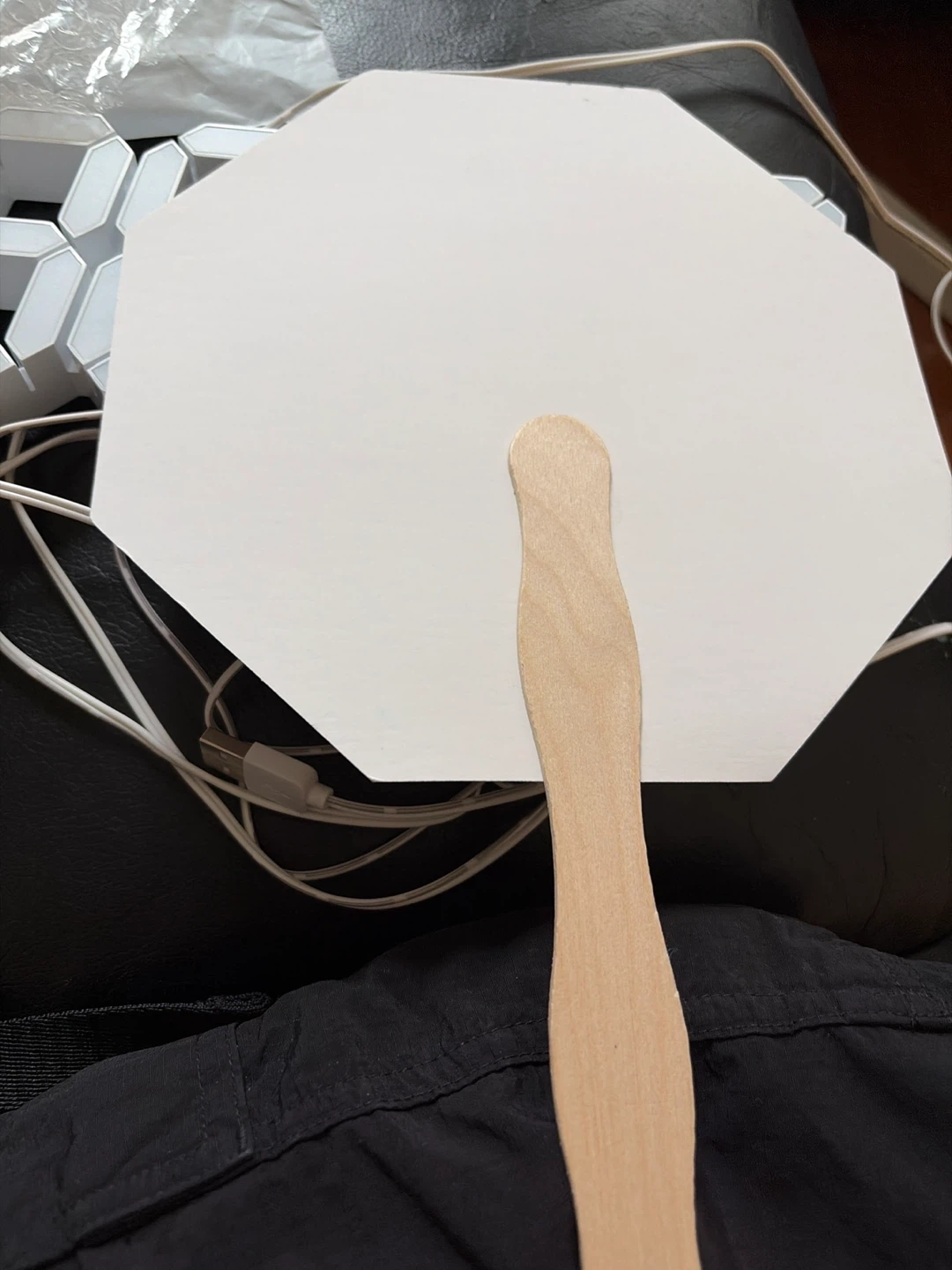 White Octagonal Handheld Fan