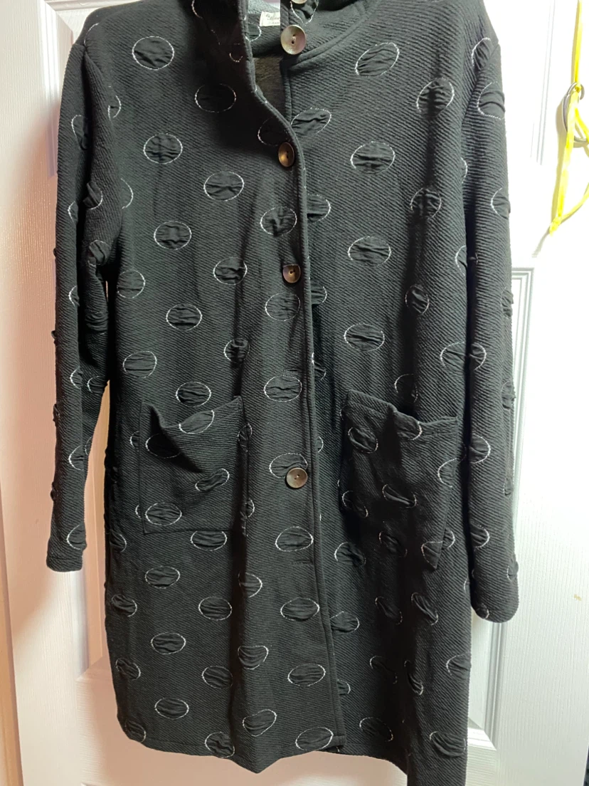 Mian Huawang Black Open Weave Coat - photo 2