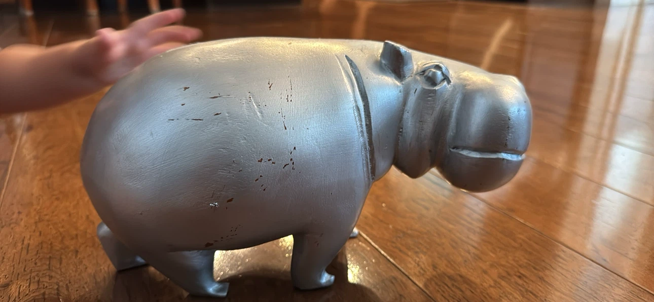 Silver Hippo Figurine
