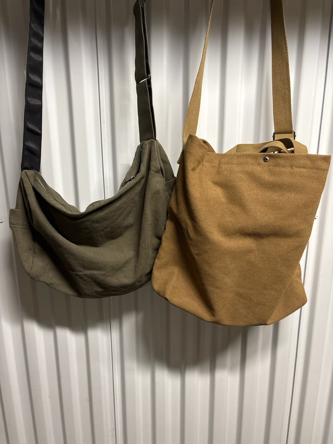 Canvas Messenger Bag & Tote Bag - Khaki & Brown - photo 2